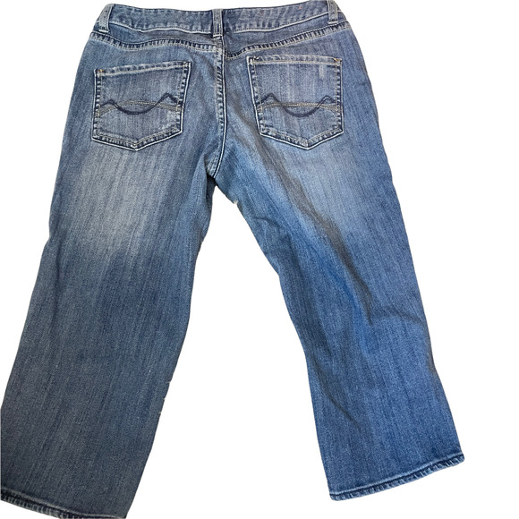 5/$25 Mossimo Cropped Zip Ankle Low Rise Mid Wash Capri Denim Blue Size 7 - Picture 3 of 5